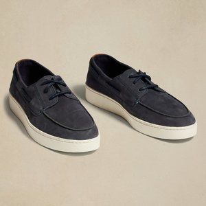 Banana Republic Morton Navy Nubuck Leather Boat Shoe